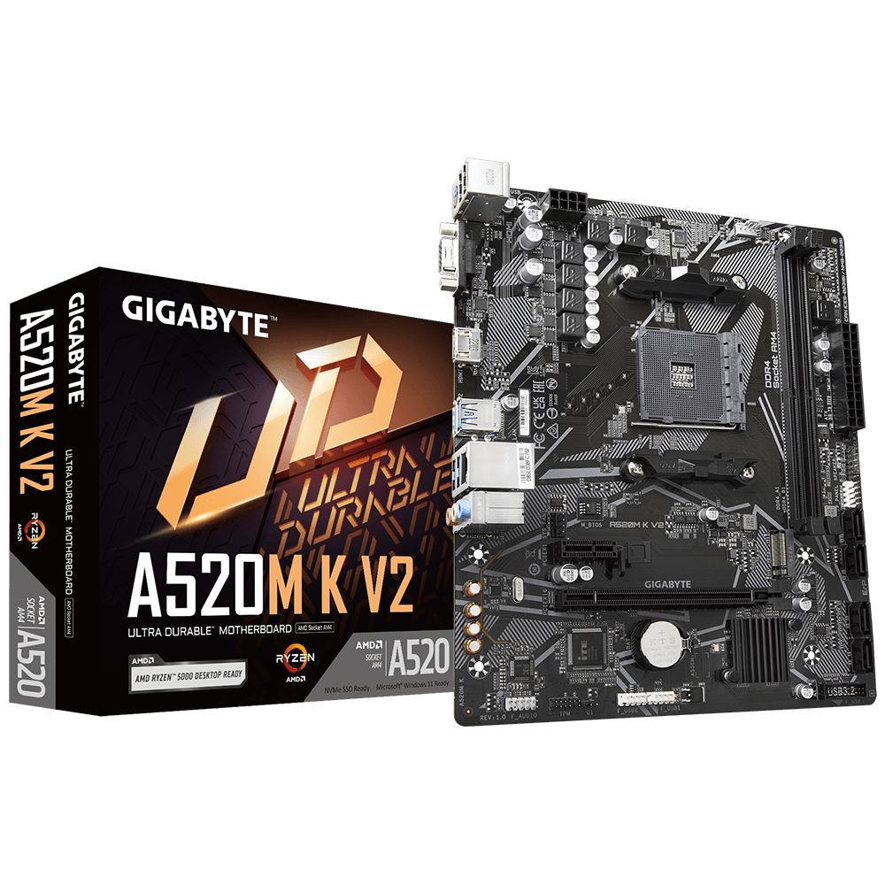 MOTHERBOARD GIGABYTE A520M K V2 AM4 DDR4