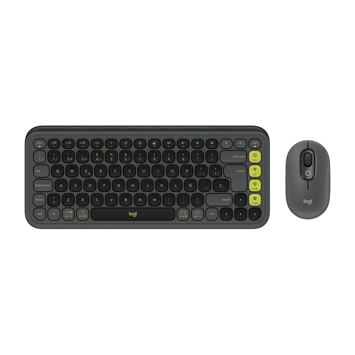 COMBO TECLADO Y MOUSE LOGITECH POP ICON NEGRO Y VERDE