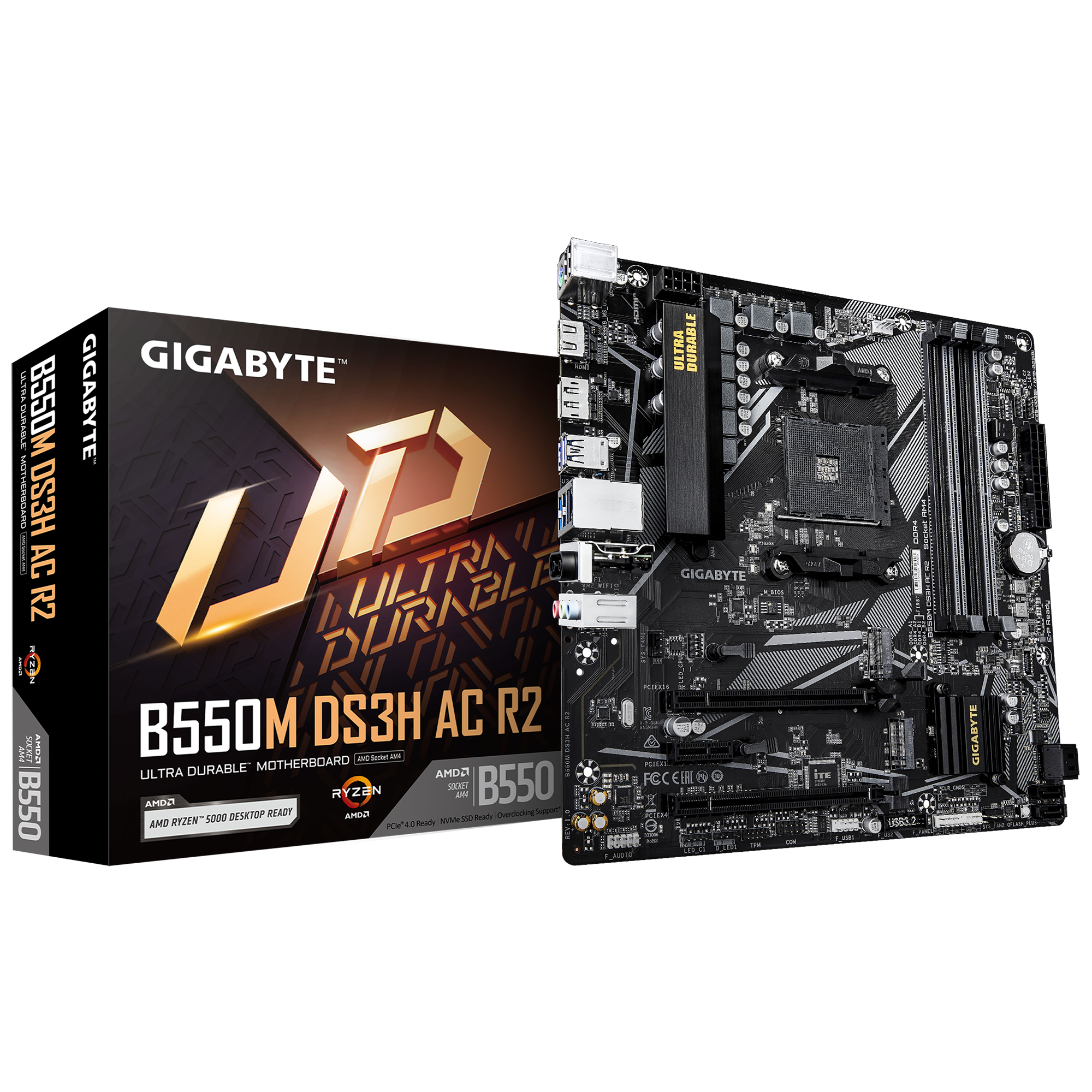 MOTHERBOARD GIGABYTE B550M DS3H AC R2 DDR4 AM4