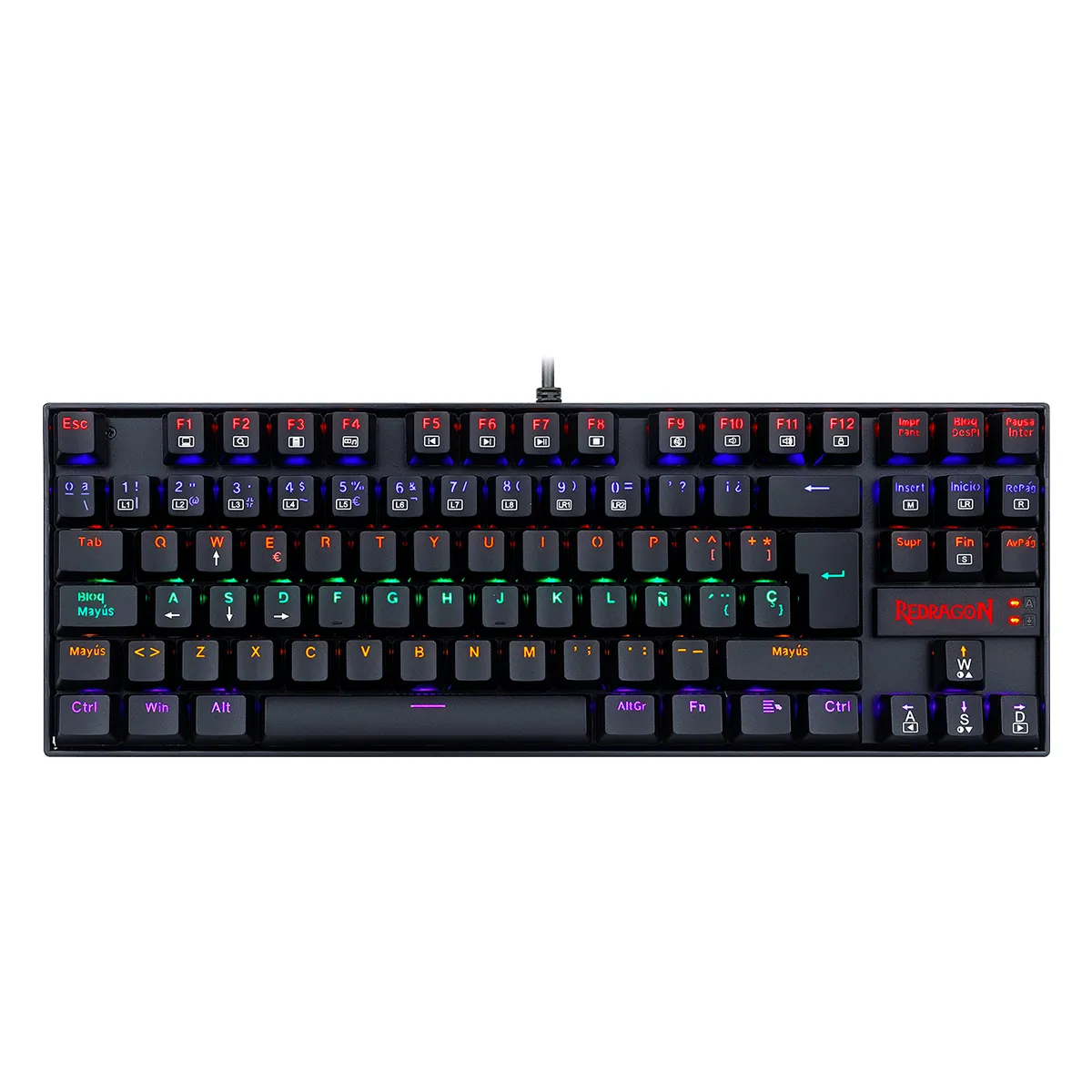 TECLADO REDRAGON KUMARA K552 BLACK RAINBOW SWITCH RED