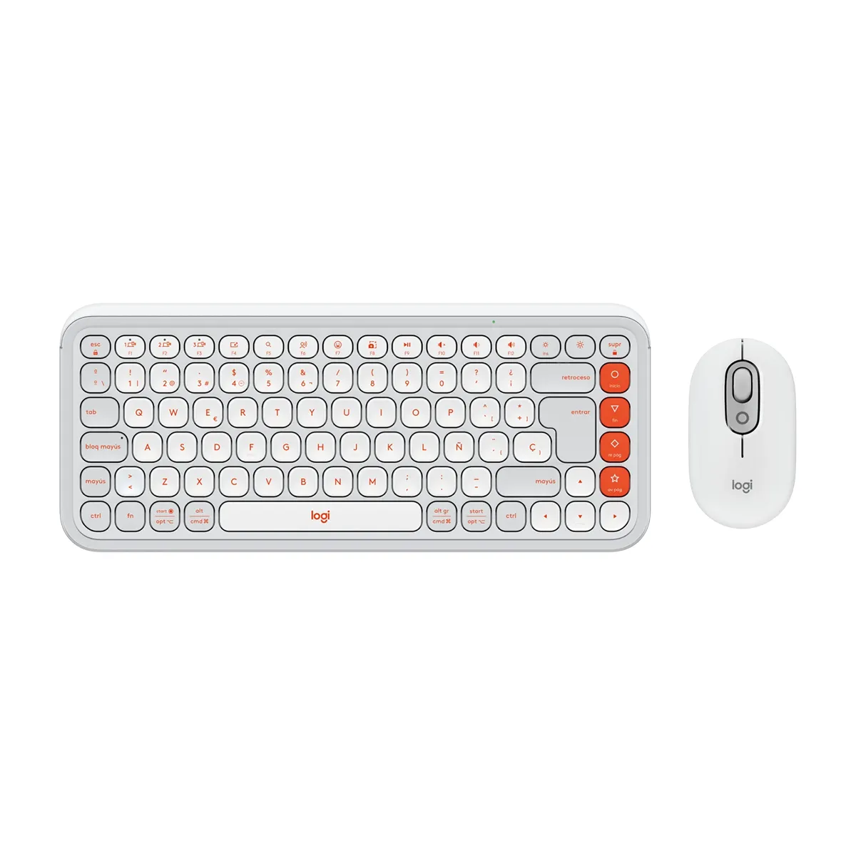 COMBO TECLADO Y MOUSE LOGITECH POP ICON BLANCO Y NARANJA