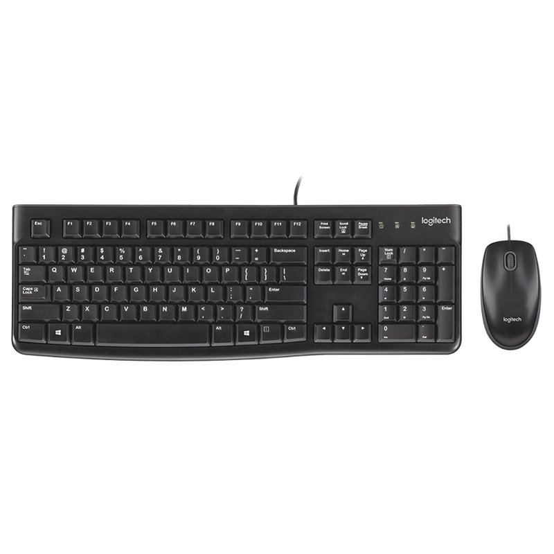 COMBO TECLADO Y MOUSE LOGITECH MK120 WIRED BLACK