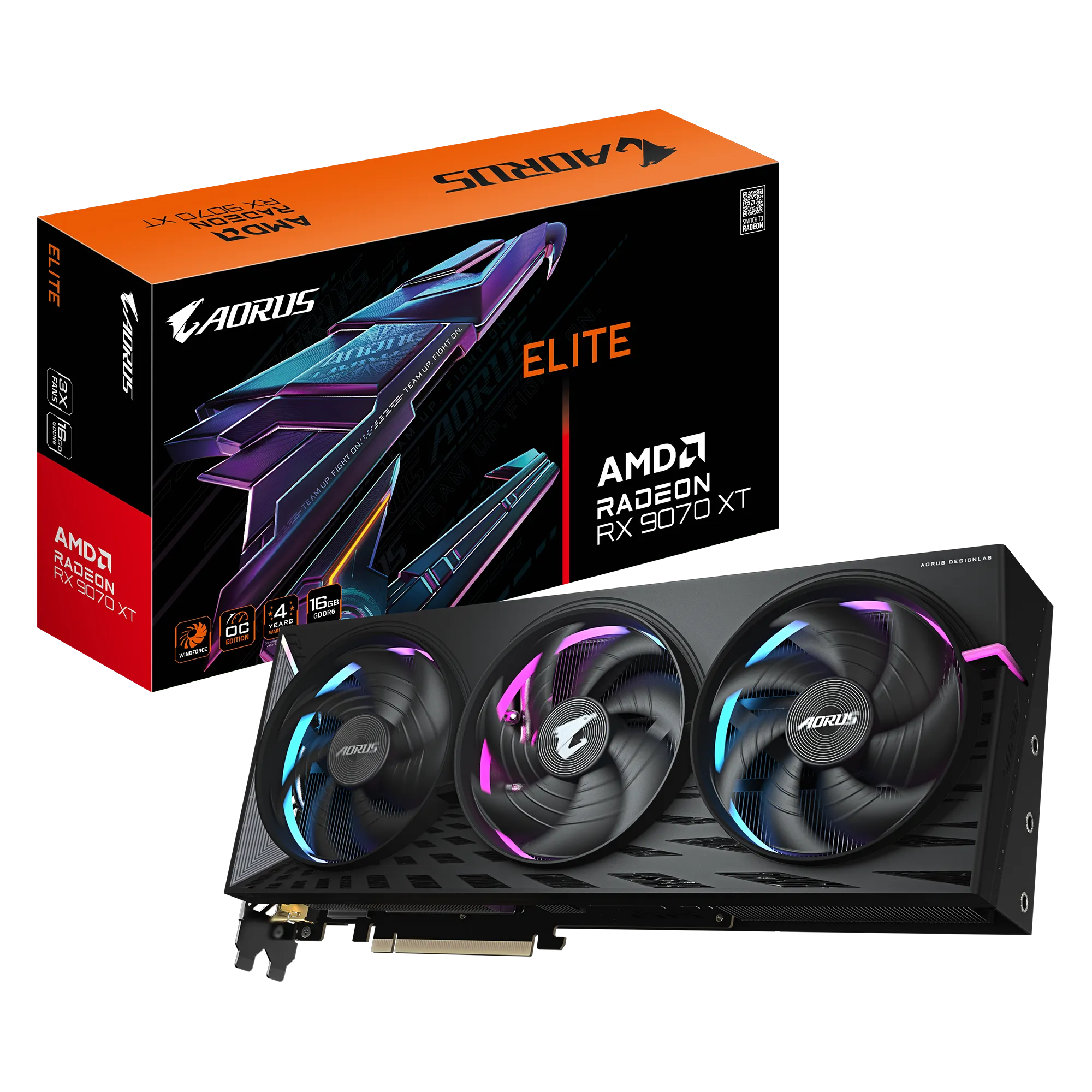 PLACA DE VIDEO GIGABYTE RX 9070 XT AORUS ELITE 16GB GDDR6 OC