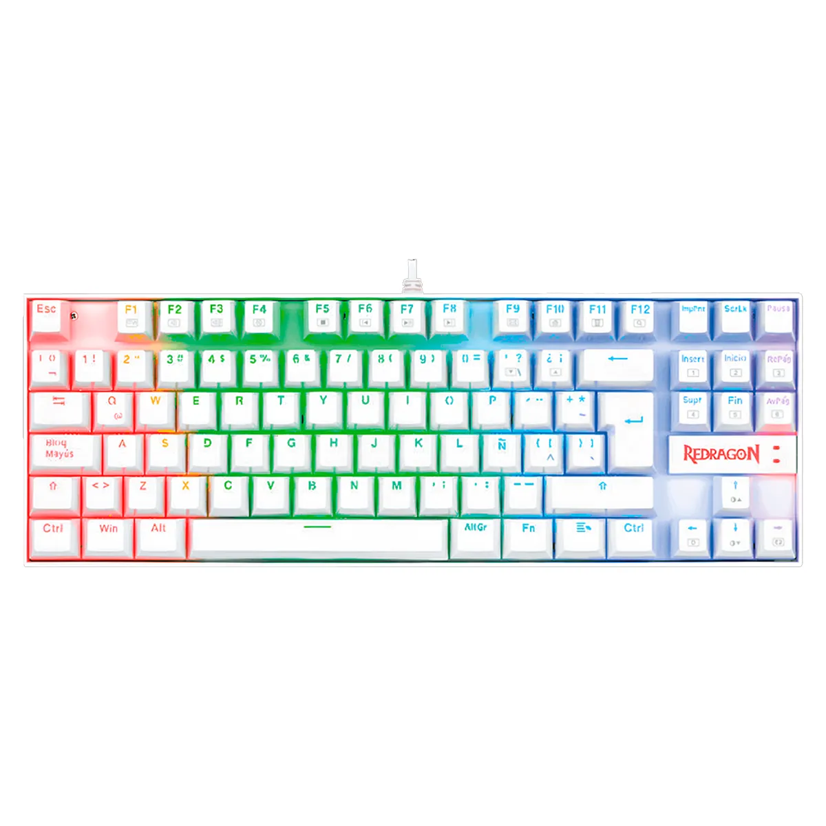 TECLADO REDRAGON KUMARA K552 WHITE RGB SWITCH RED