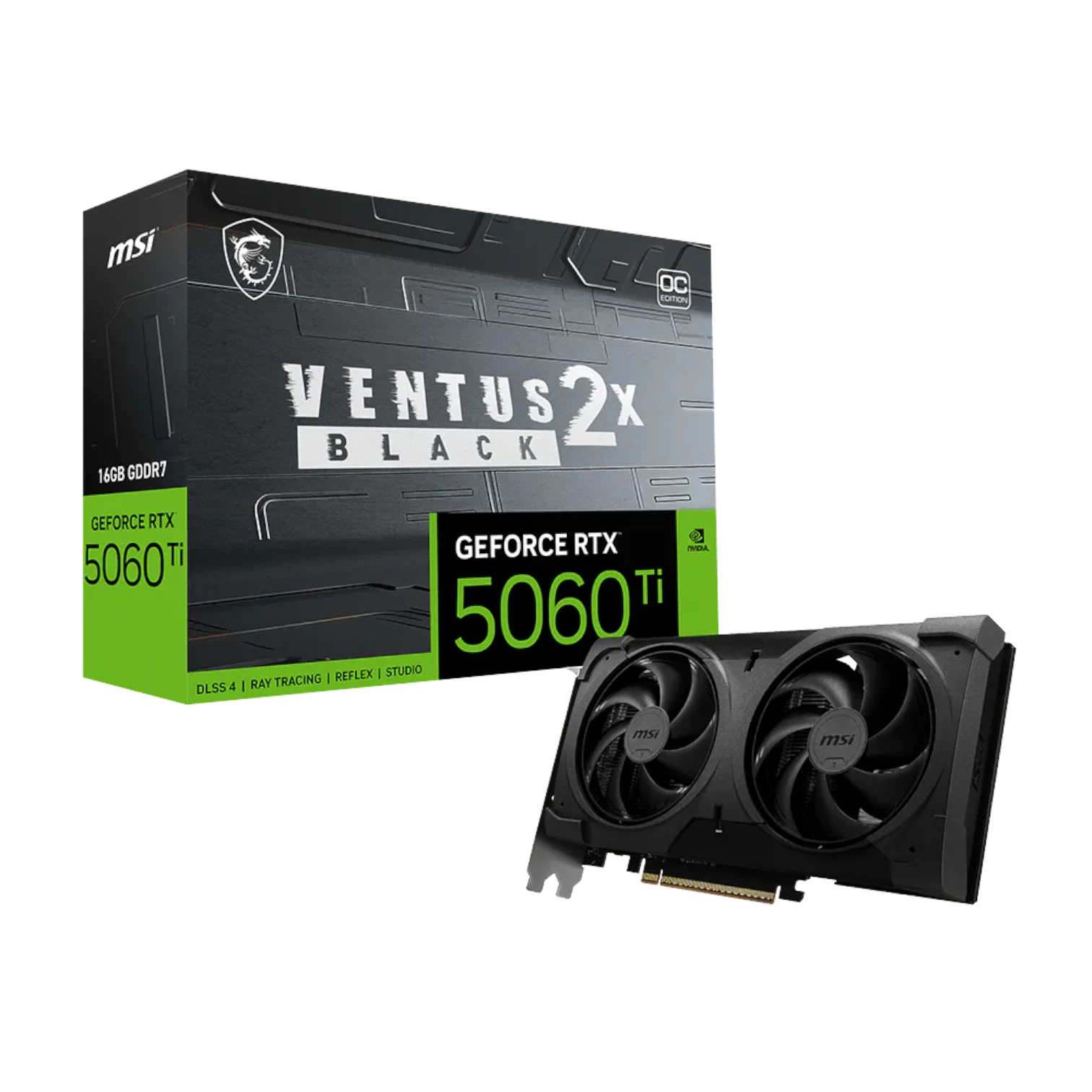 PLACA DE VIDEO MSI RTX 5060 TI VENTUS 2X BLACK 8GB GDDR7 OC PLUS