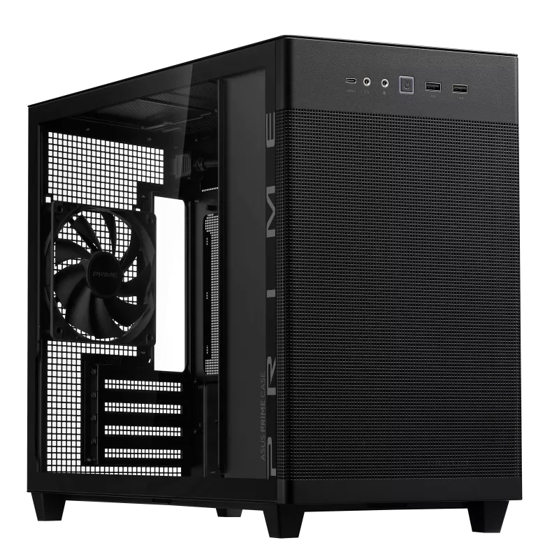 GABINETE ASUS PRIME AP201 TEMPERED GLASS BLACK MICRO-ATX