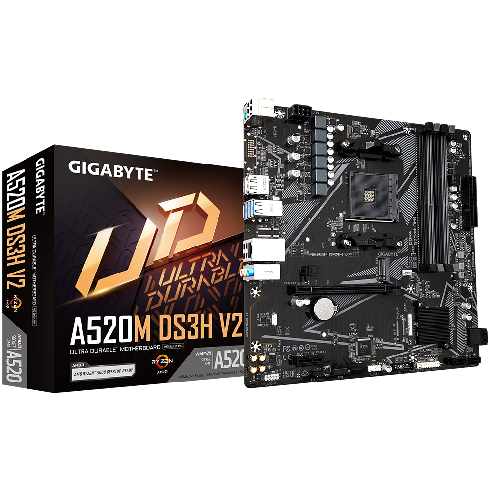 MOTHERBOARD GIGABYTE A520M DS3H V2 AM4 DDR4