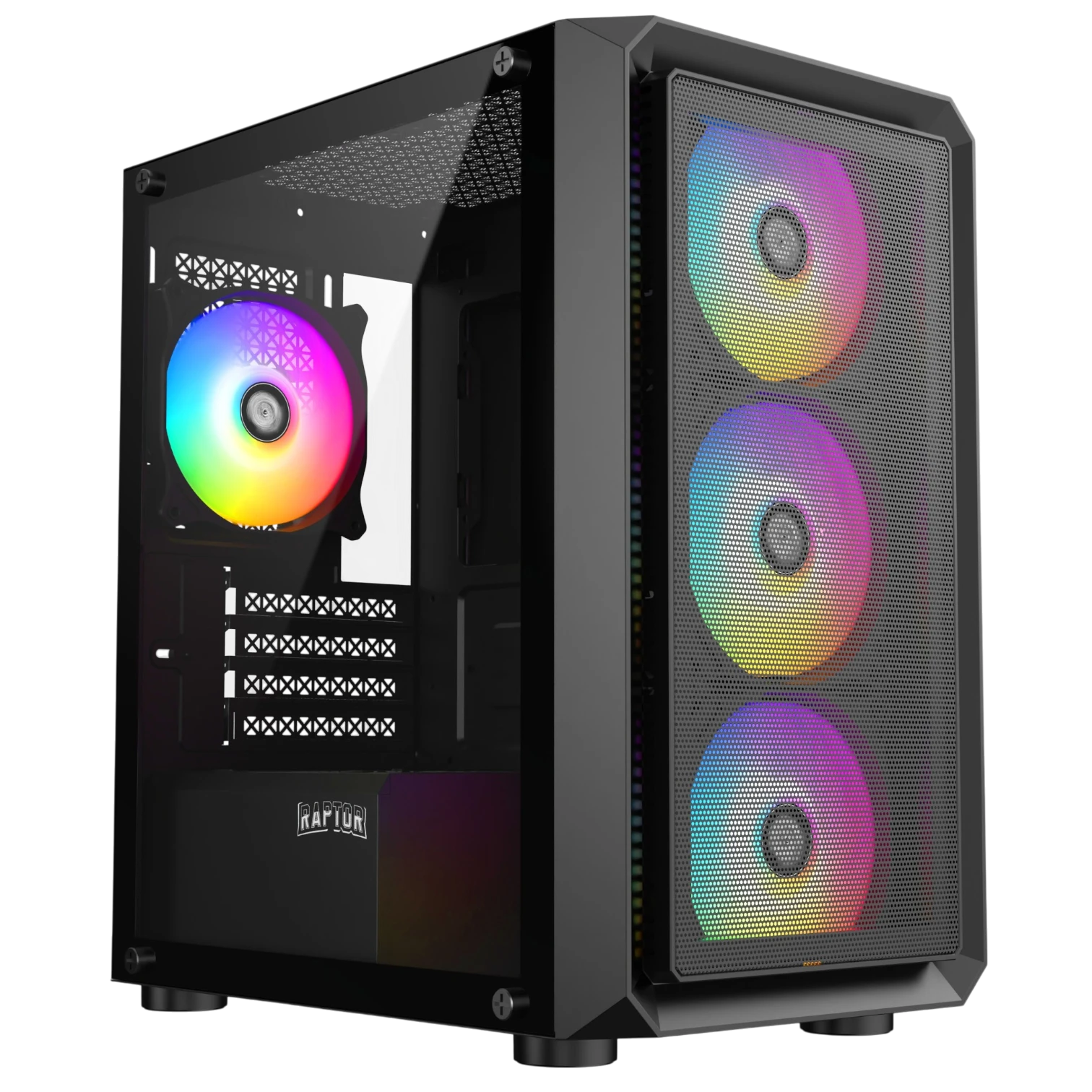 GABINETE RAPTOR INFINITY MESH TG 4 FAN RGB