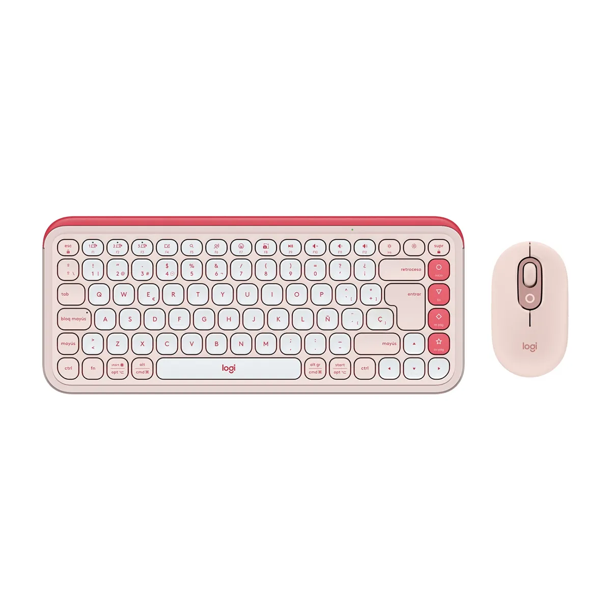 COMBO TECLADO Y MOUSE LOGITECH POP ICON ROSADO Y BLANCO