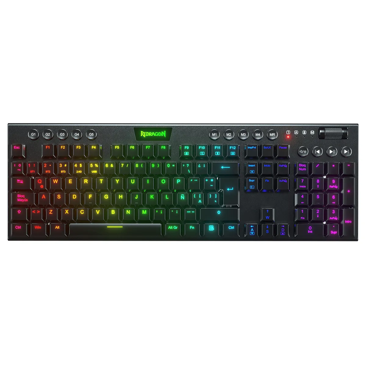 TECLADO REDRAGON HORUS K618 BLACK RED SWITCH WIRELESS
